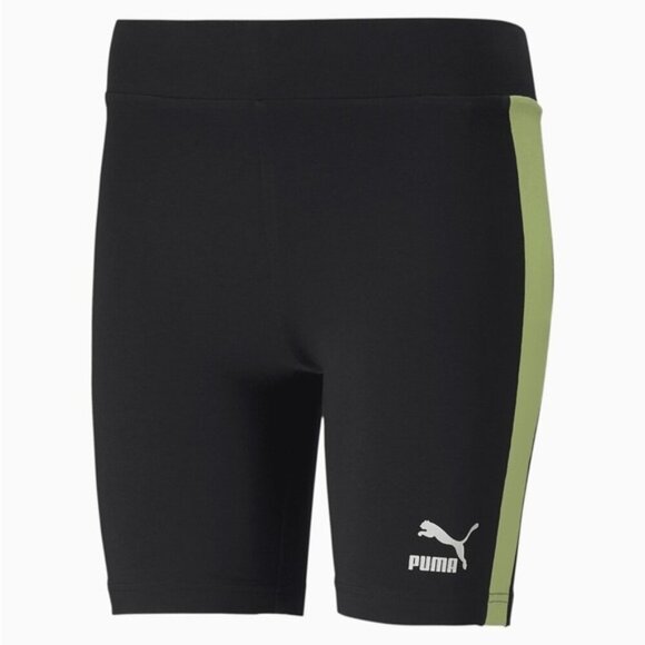 Puma Classics Biker Shorts 7" White Stripe Black High Rise Waisted Size XS - Picture 9 of 14